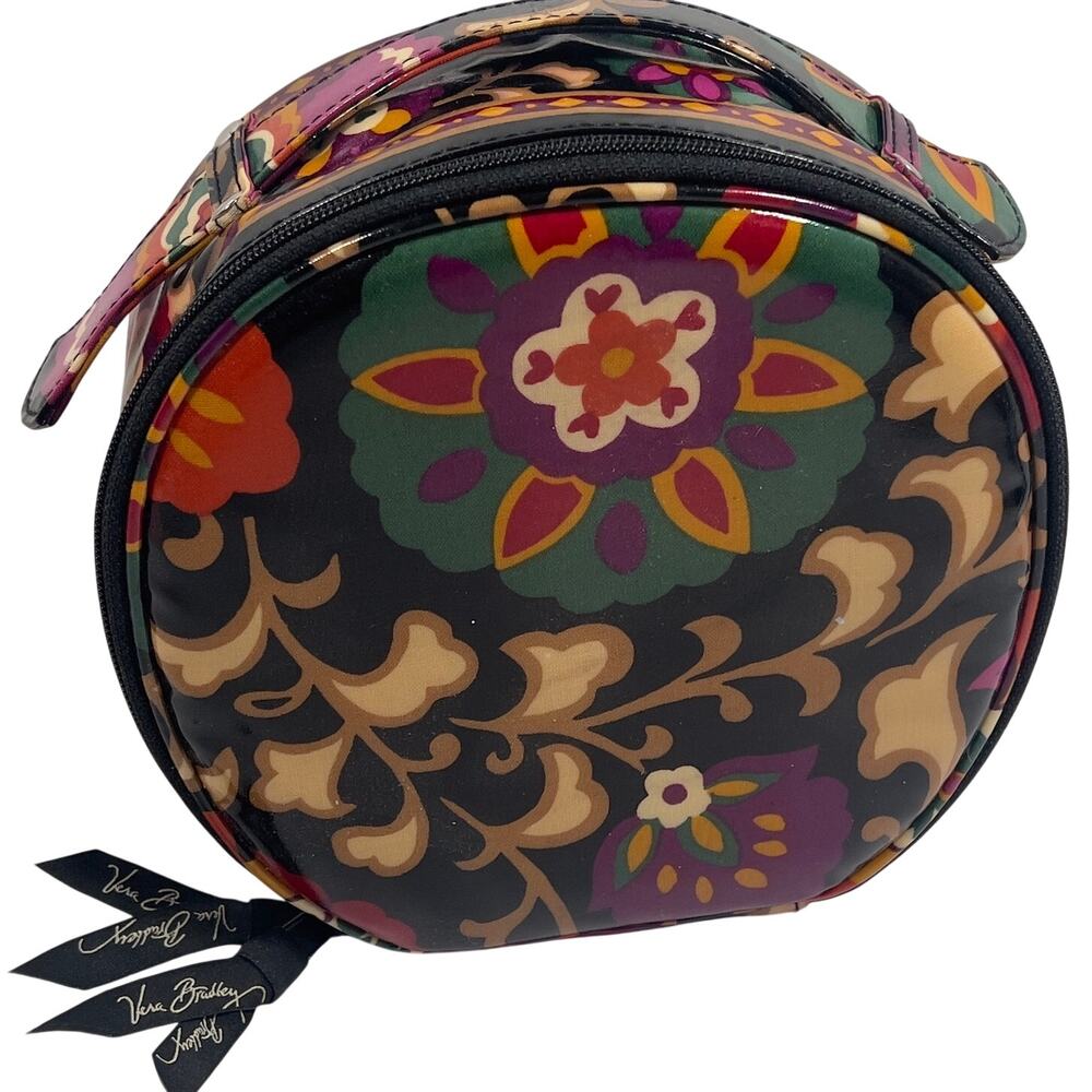 Vera Bradley Round Floral Vinyl Hatbox Cosmetic Travel Case Suzani Pattern Ret